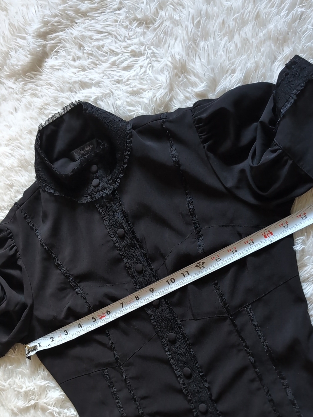 Y2K Lip Service Blacklist Gothic Lolita Puff Sleeve Princess High Neck Top - Picture 10 of 12